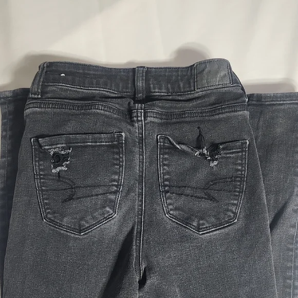 American Eagle Black Jeggings Size 0 Regular Next Level Stretch Distressed - Picture 8 of 8